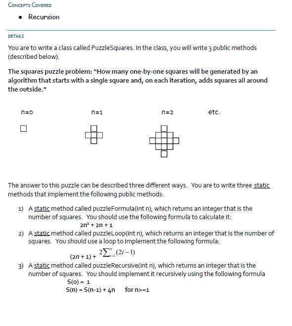 Solved CONCEPTS COVERED • Recursion DETAILS You are to write | Chegg.com