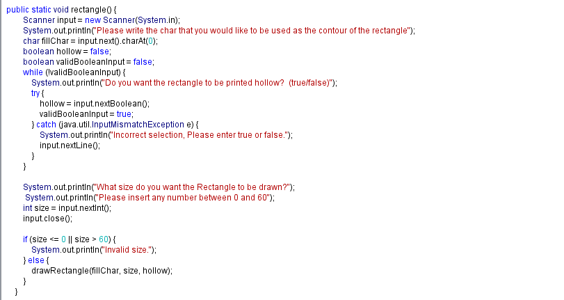 For this code for a rectangle I want to use Y or N | Chegg.com