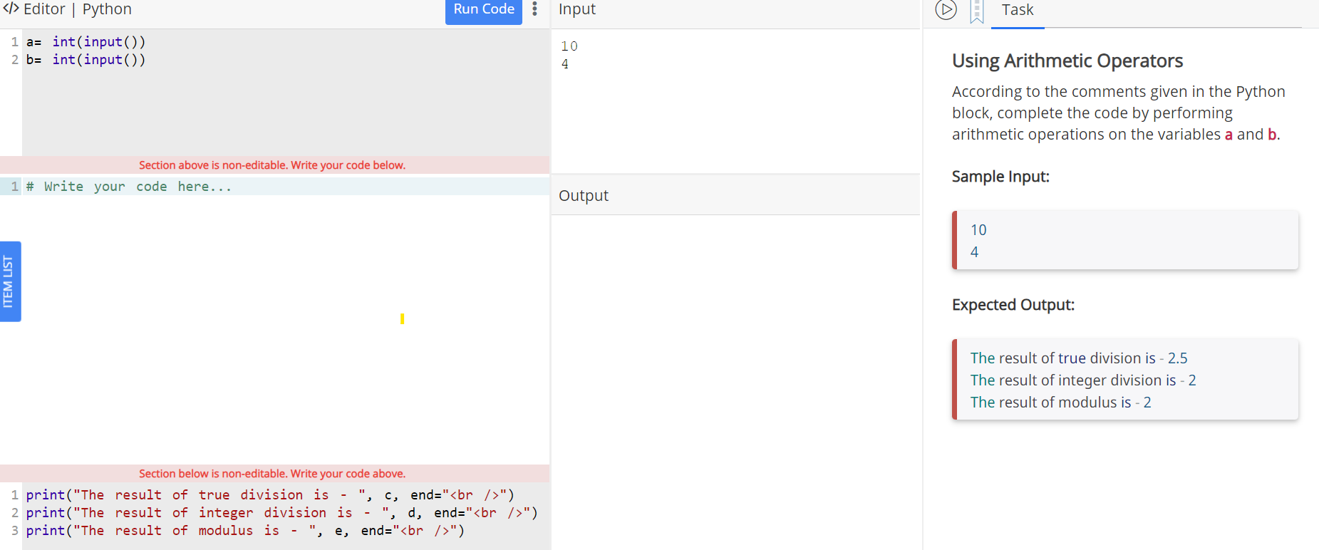 Solved 1a=lnt(Input()) 2 b=int(input()) Section above is | Chegg.com