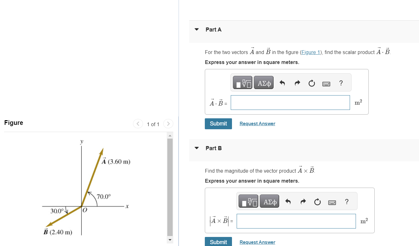 Solved For the two vectors A and B in the figure (Figure 1), | Chegg.com