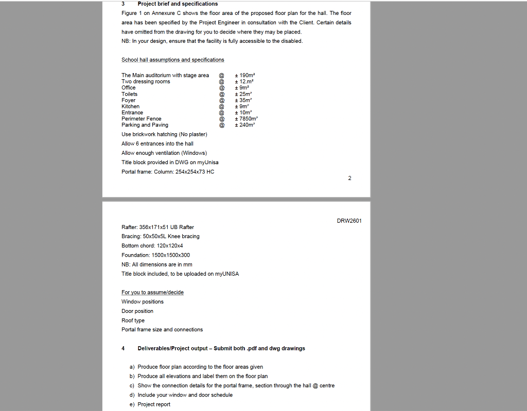 Project brief and specifications Figure 1 on Annexure | Chegg.com