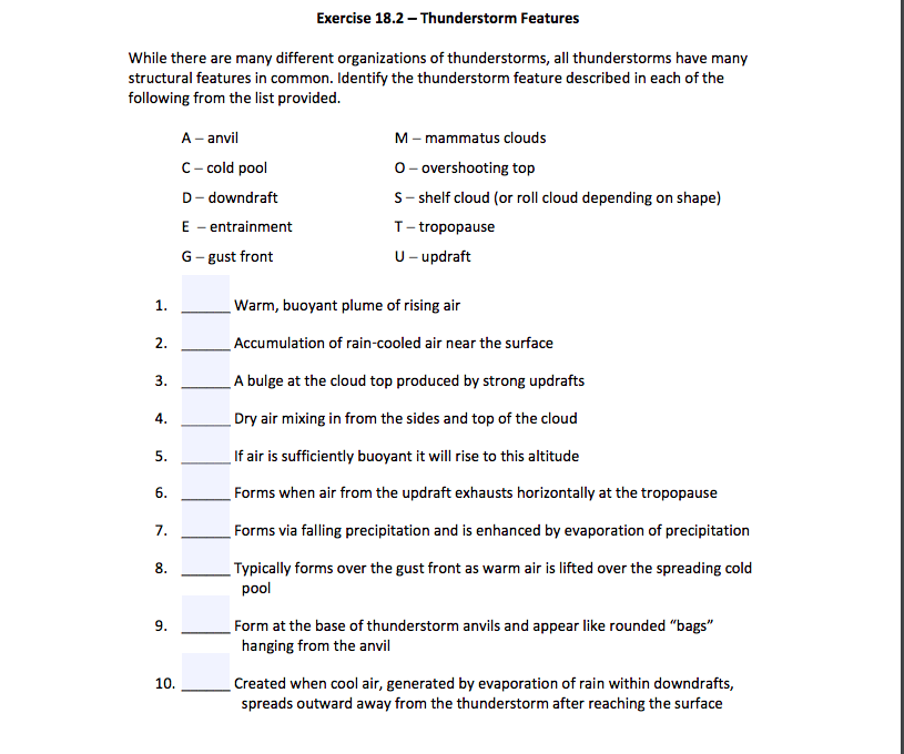 Solved Exercise 18.2 - Thunderstorm Features While There Are | Chegg.com