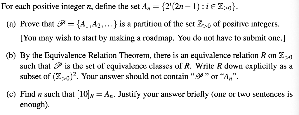 Solved For each positive integer n, define the set An = {2" | Chegg.com