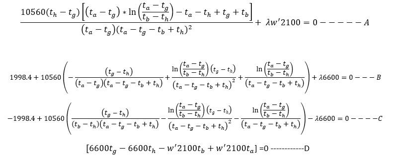 Solved If Tb =370 and w'=14.365 find Find tg, th,ta and λ | Chegg.com