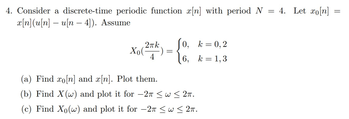 Solved 4 Consider A Discrete Time Periodic Function X N Chegg Com