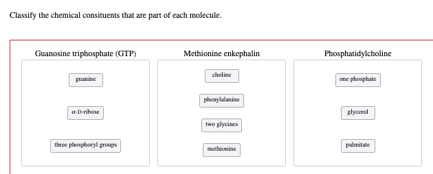 Solved Classify the chemical consituents that are part of | Chegg.com