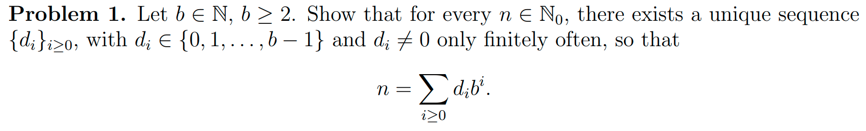 Solved Problem 1. Let b E N, b > 2. Show that for every n E | Chegg.com