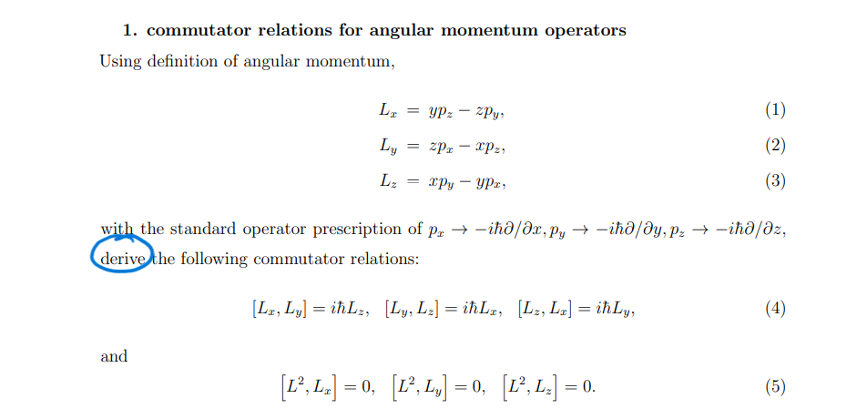 Solved 1. Commutator Relations For Angular Momentum | Chegg.com