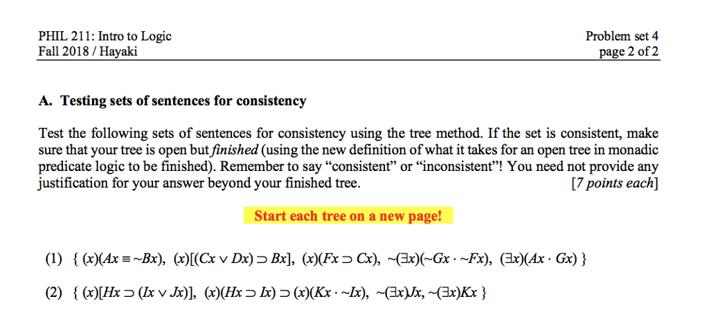 Trees for monadic predicate logic Formatting for | Chegg.com