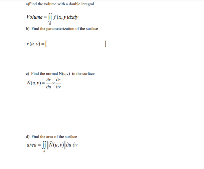 1 Parameterization And Double Integral Applicatio Chegg Com