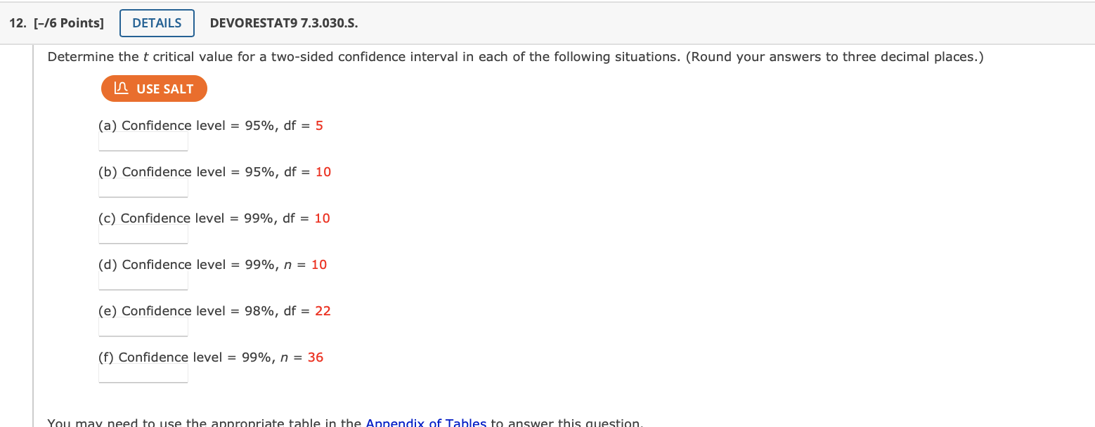 Solved Determine the t critical value for a two-sided | Chegg.com