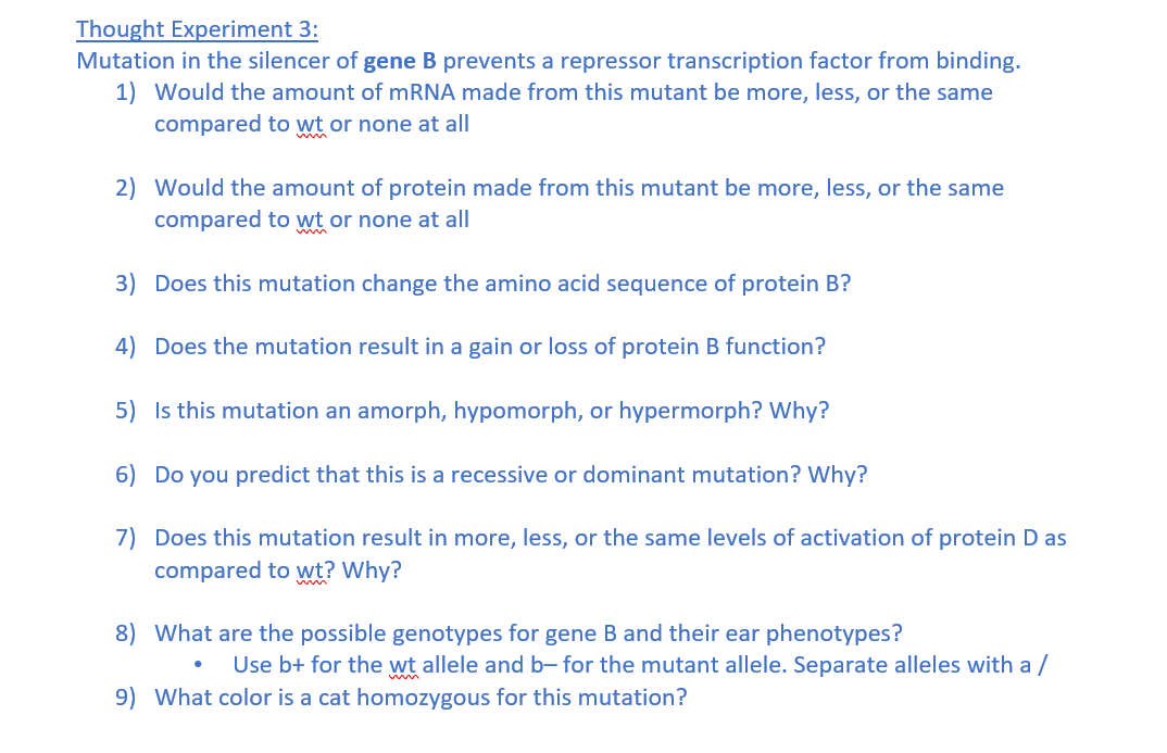 Solved Thought Experiment 3 Mutation in the silencer of
