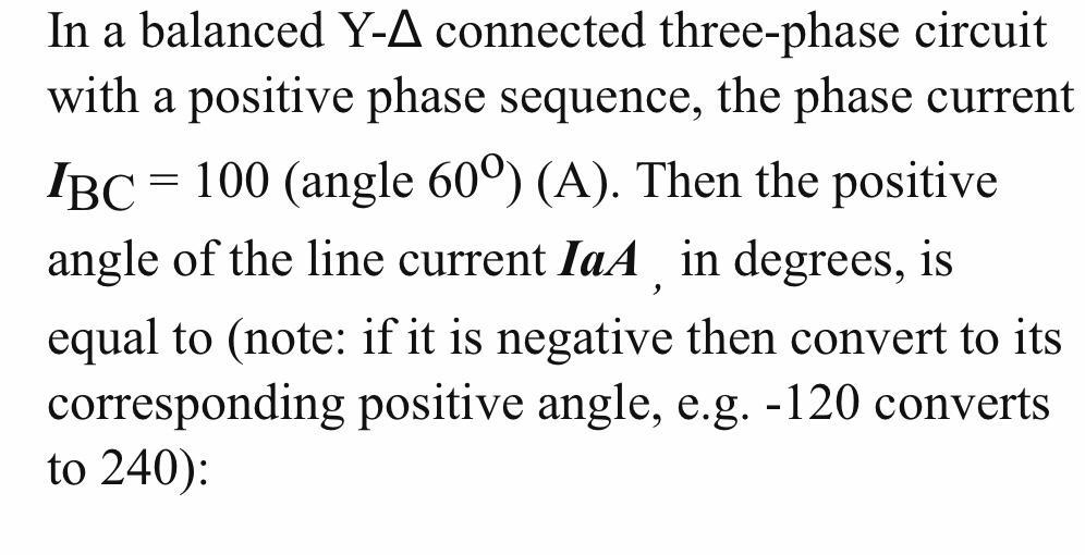 Solved a In a balanced Y-A connected three-phase circuit | Chegg.com