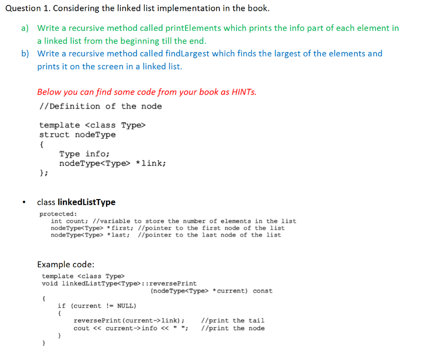 Solved Question 1. Considering the linked list | Chegg.com