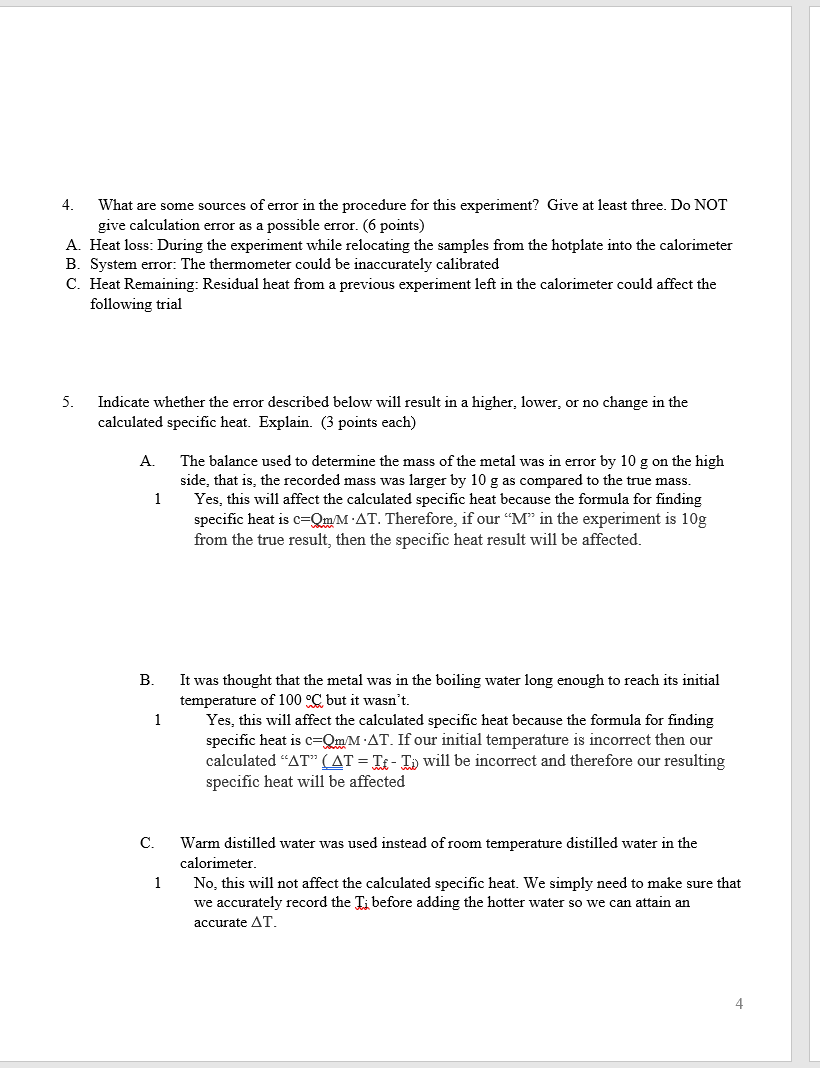 Solved Clipboard Font Paragraph Styles Data Specific Heat of | Chegg.com