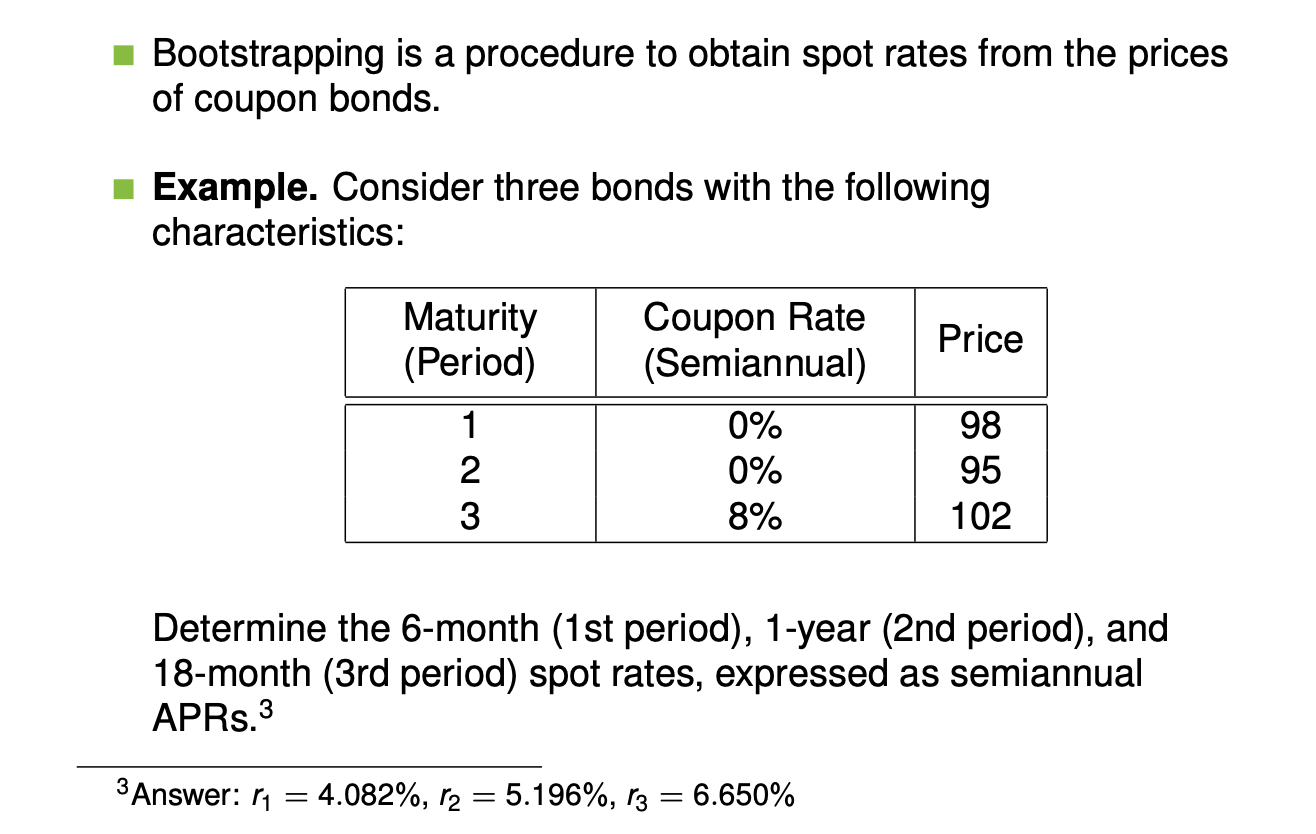 Solved Bootstrapping is a procedure to obtain spot rates