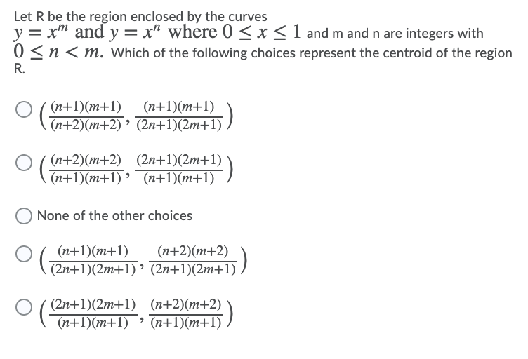Solved Let R be the region enclosed by the curves y = xm and | Chegg.com