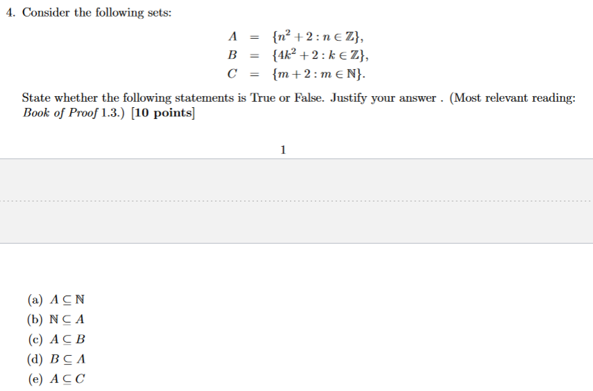 Solved 4. Consider The Following Sets: | Chegg.com