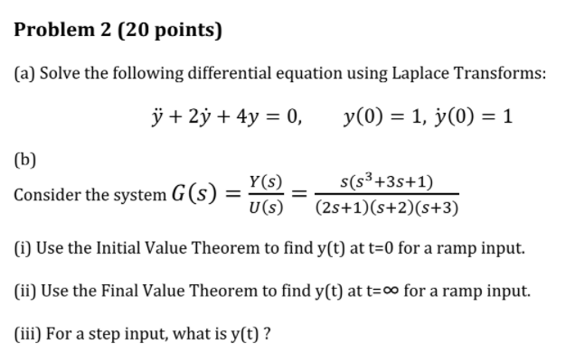 Solved Problem 2 (20 points) (a) Solve the following | Chegg.com