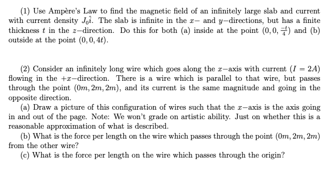 Solved (1) Use Ampère's Law to find the magnetic field of an | Chegg.com