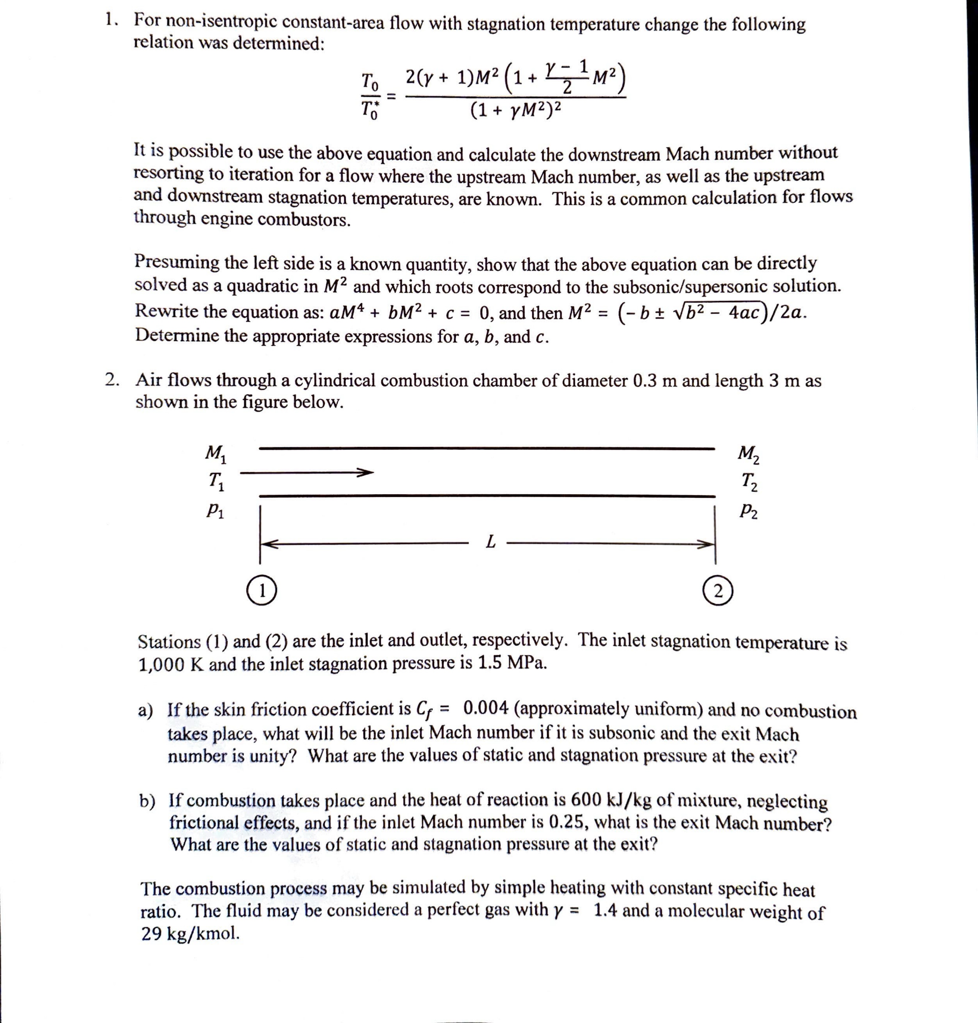 Solved For nonisentropic constantarea flow with stagnation