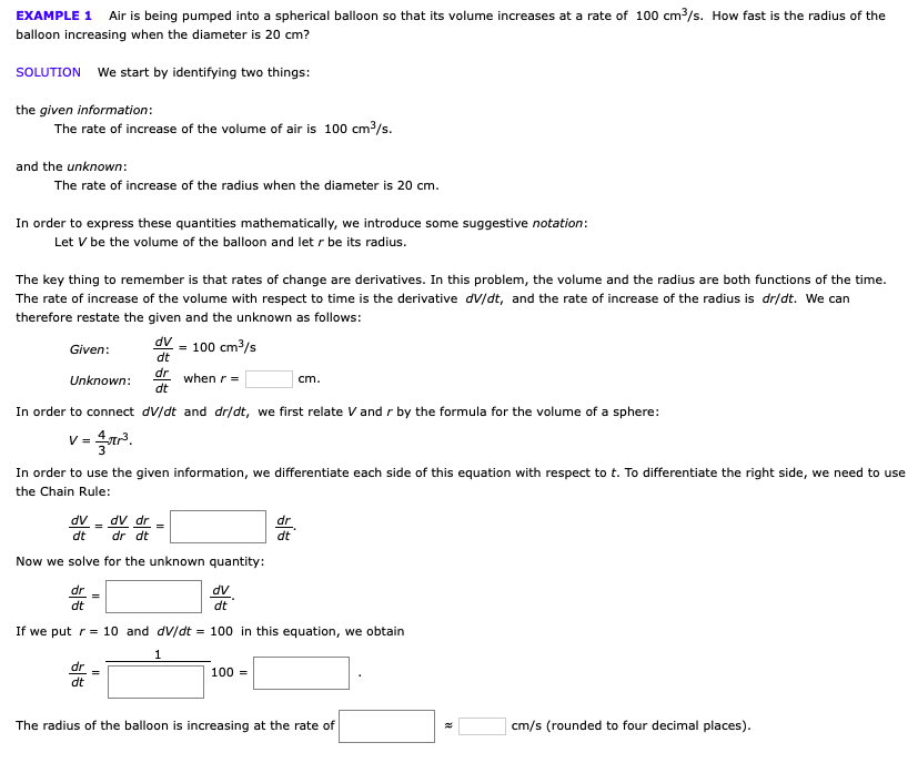 Solved EXAMPLE 1 Air is being pumped into a spherical | Chegg.com