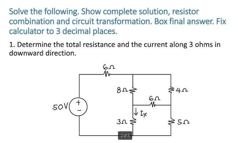 Solved Solve The Following. Show Complete Solution, Resistor | Chegg.com