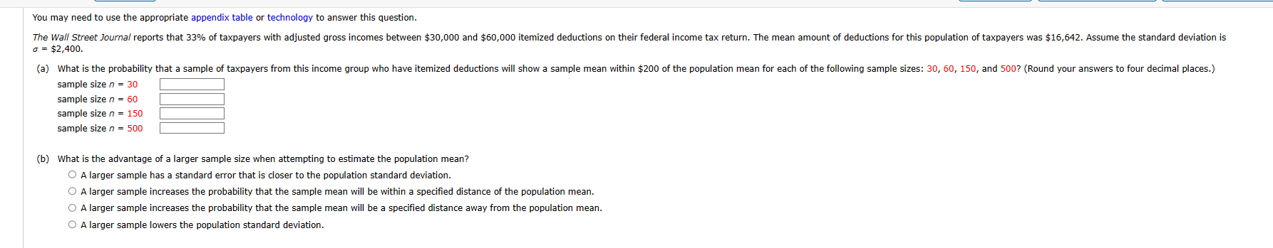 Solved The following data was collected from a simple random | Chegg.com