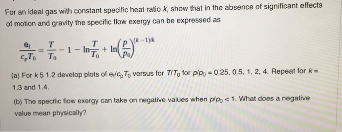 Solved For an ideal gas with constant specific heat ratio k, | Chegg.com