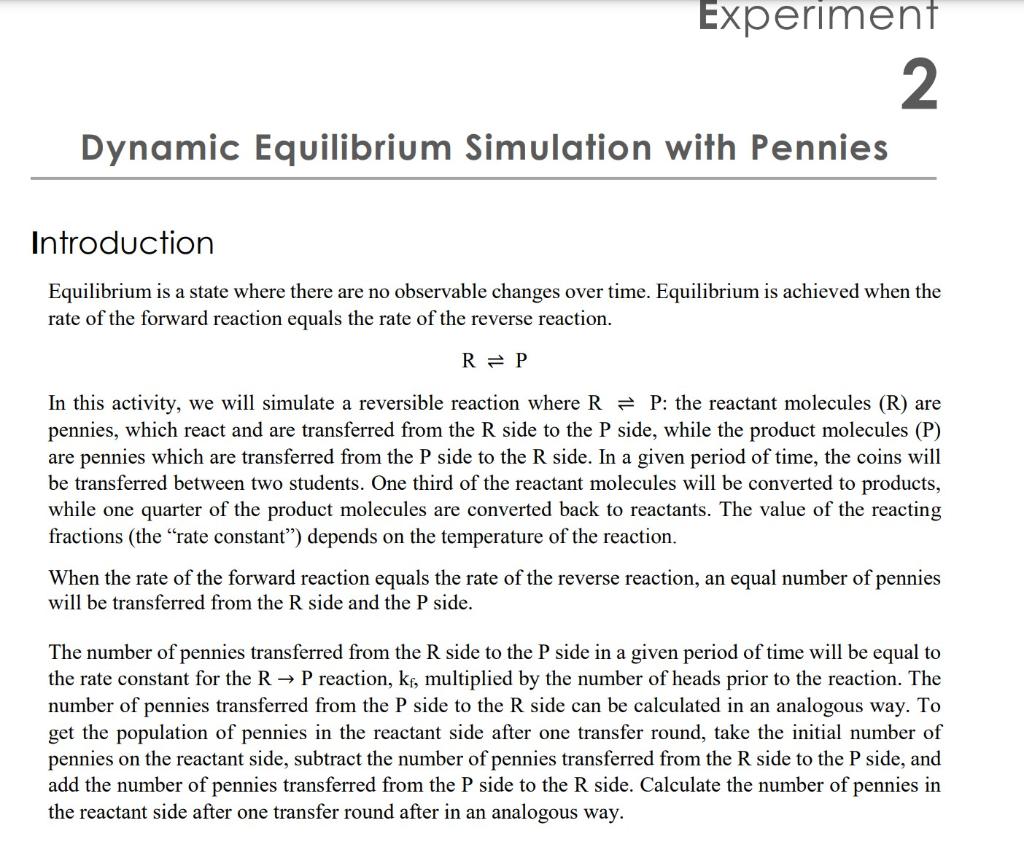 dynamic equilibrium experiment