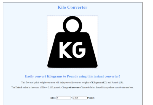 Solved Kilo Converter KG Easily convert Kilograms to pounds Chegg