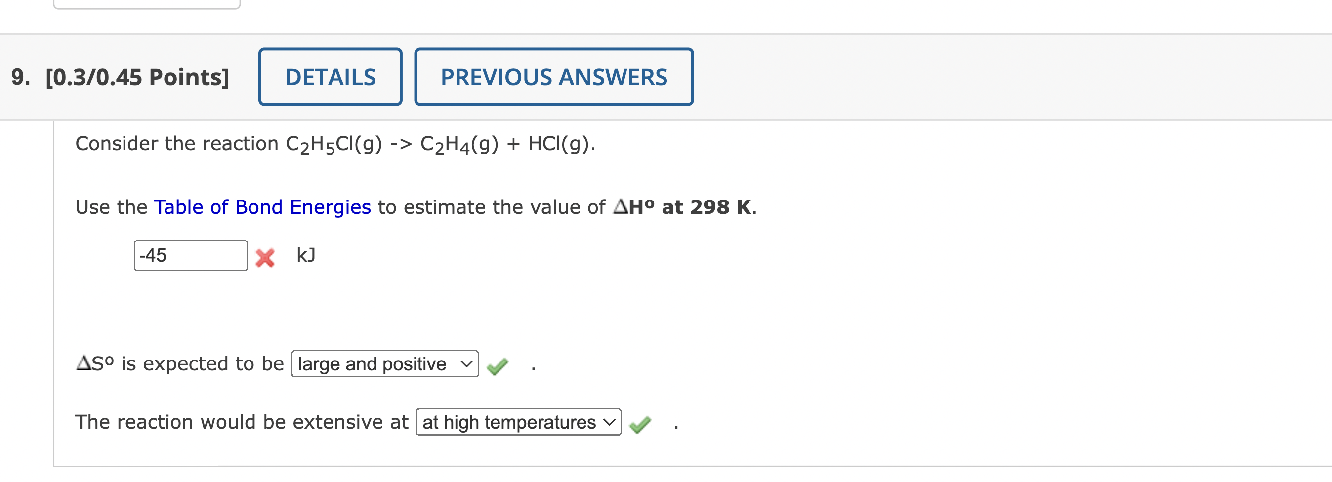 Solved Consider the reaction C2H5Cl g C2H4 g HCl g . Use