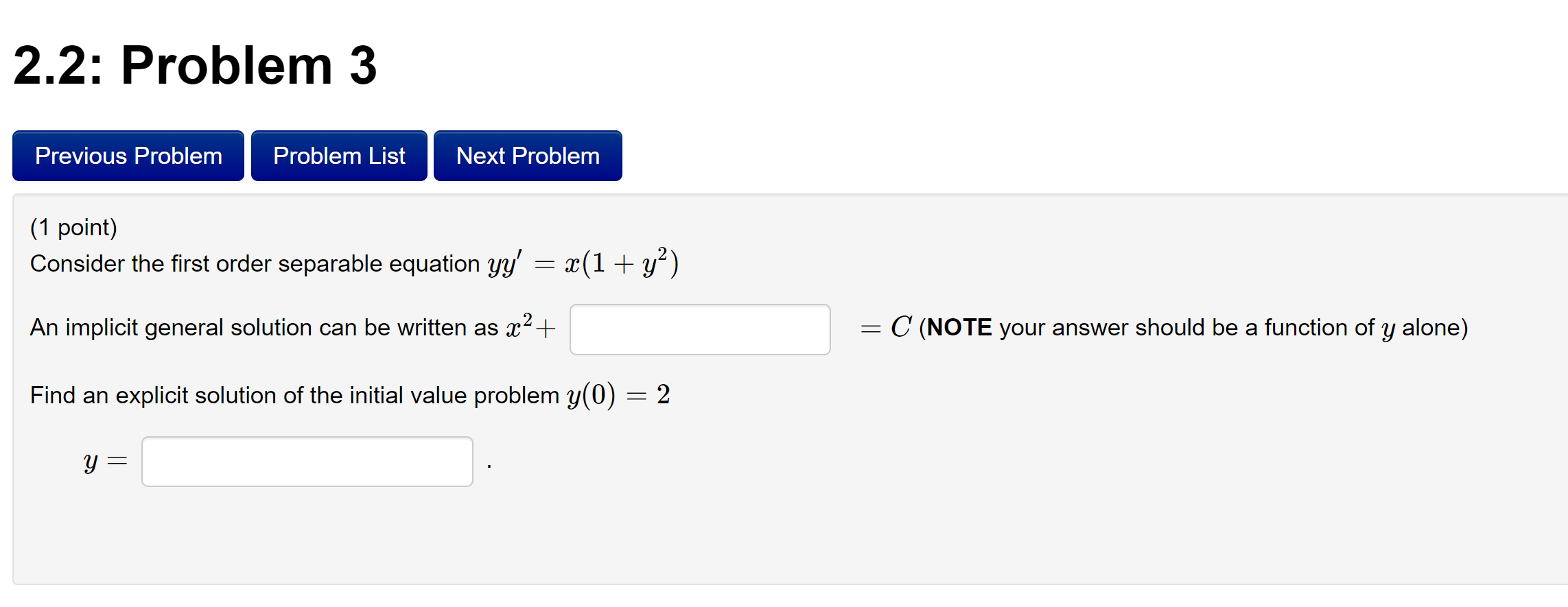 Solved 2.2: Problem 3 Previous Problem Problem List Next | Chegg.com