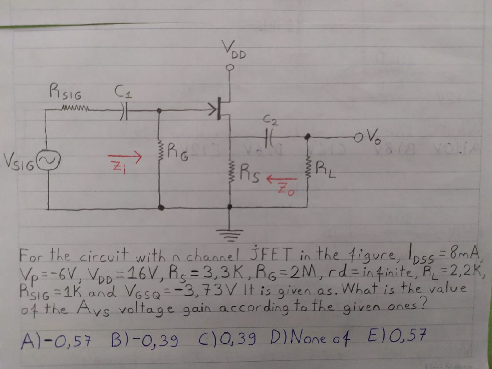 Solved For the circuit with n channel JFET in the figure, | Chegg.com