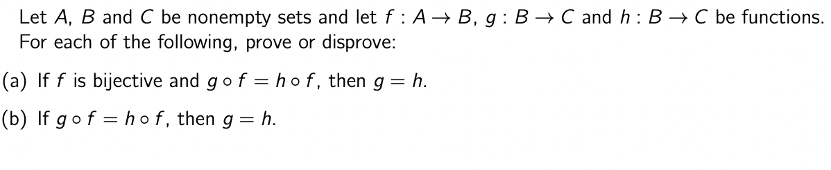 Solved Let A,B ﻿and C ﻿be Nonempty Sets And Let F:A→B,g:B→C | Chegg.com