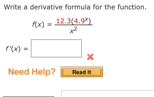 Solved Write a derivative formula for the function. | Chegg.com