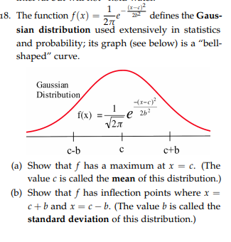 Solved 8. The function f(x)=2π1e−2b2(x−c)2 defines the | Chegg.com