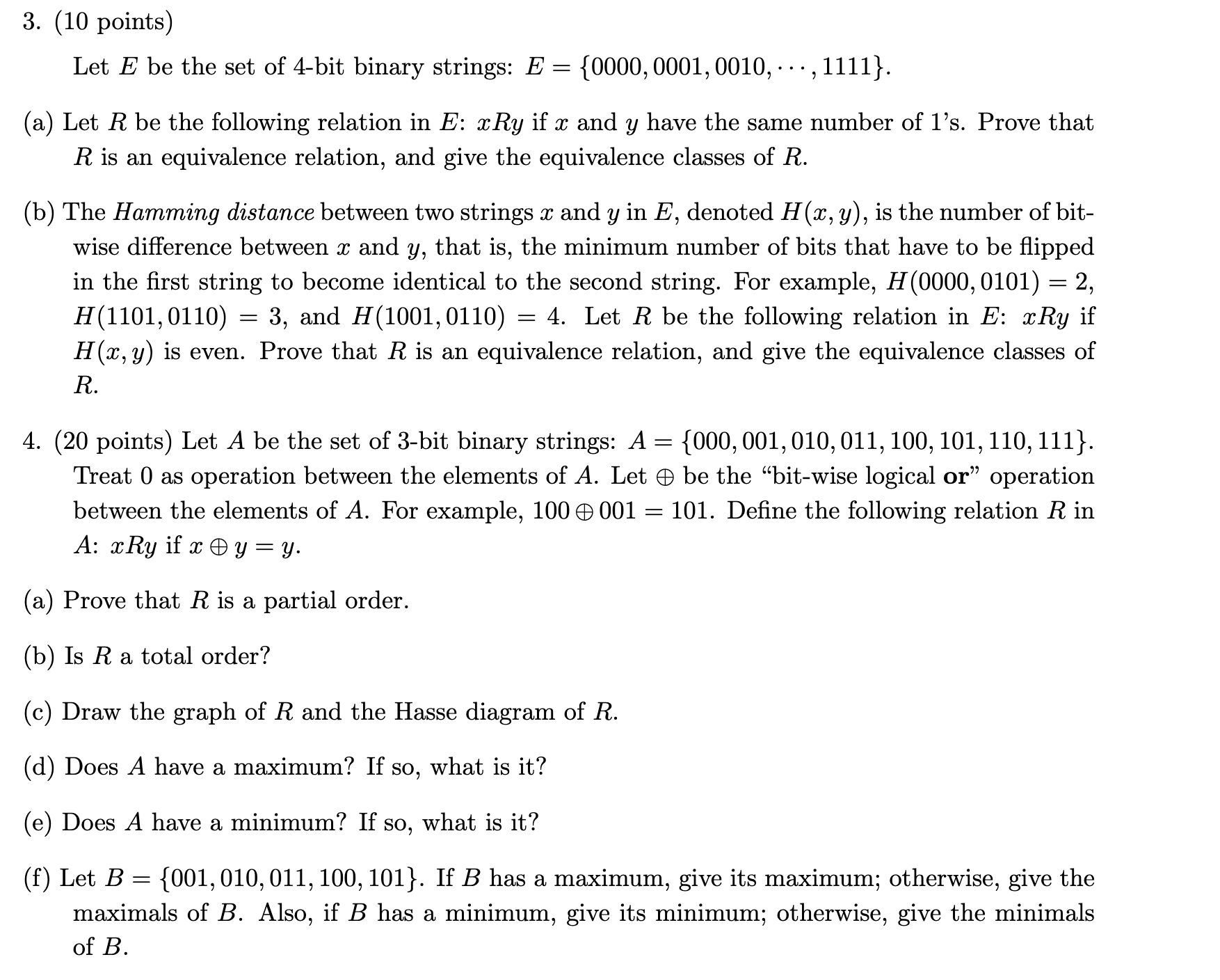 Solved Let E Be The Set Of 4-bit Binary Strings: | Chegg.com