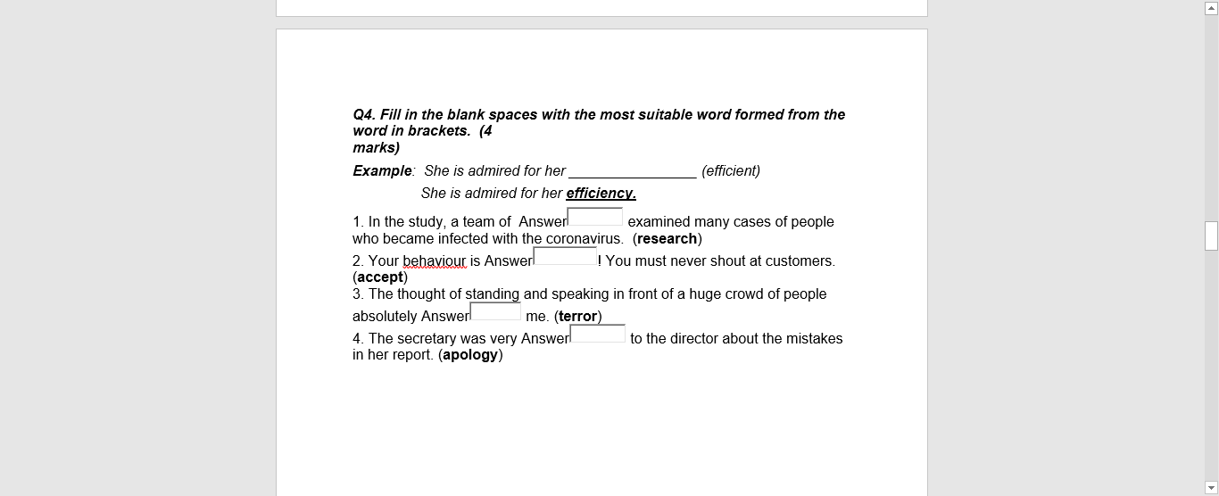 Solved Q4. Fill in the blank spaces with the most suitable | Chegg.com