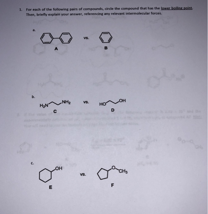 Solved 1. For each of the following pairs of compounds, | Chegg.com