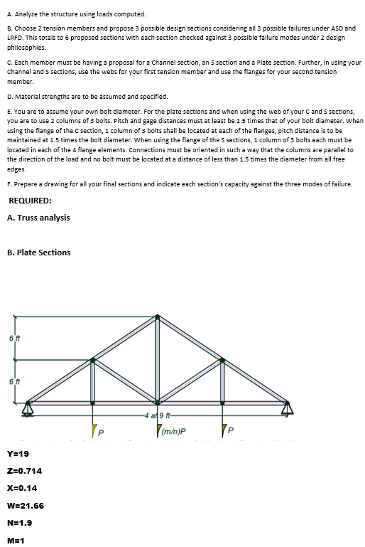 A. Analyze the structure using loads computed. B. | Chegg.com