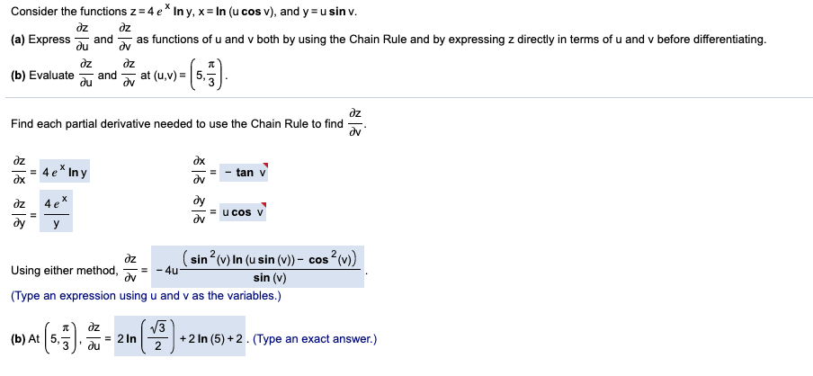 Solved Consider The Functions Z 4 E In Y X In U Co Chegg Com