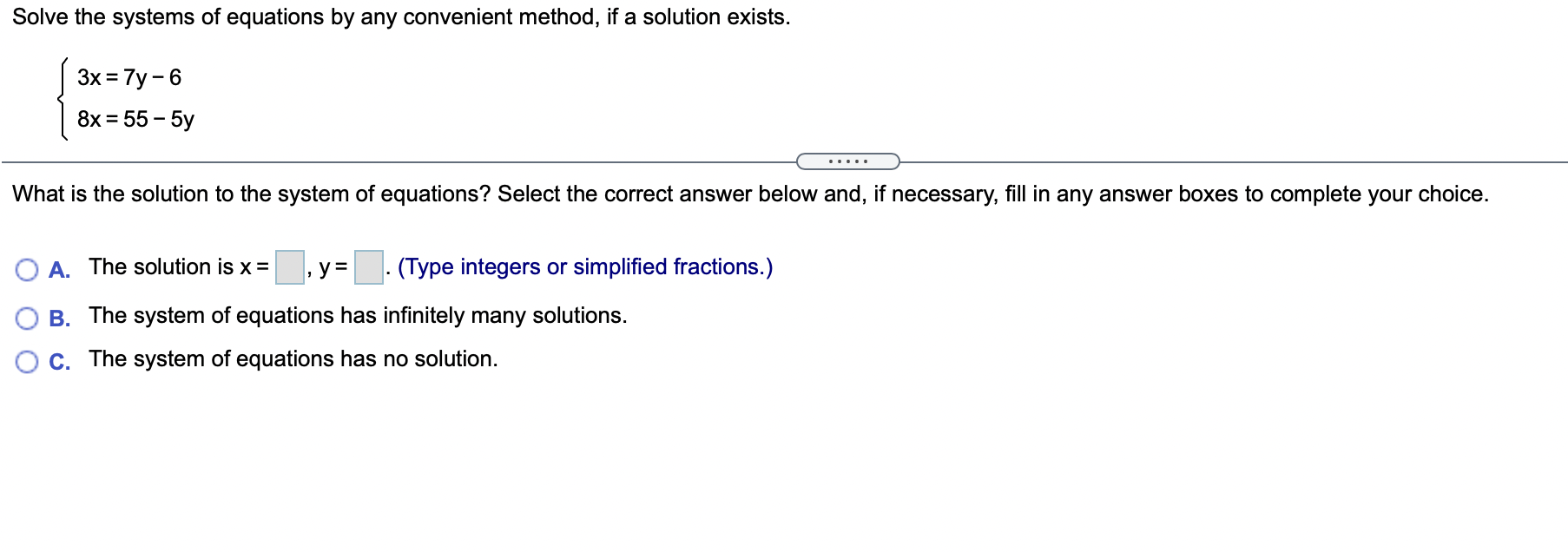 Solved Solve the systems of equations by any convenient | Chegg.com