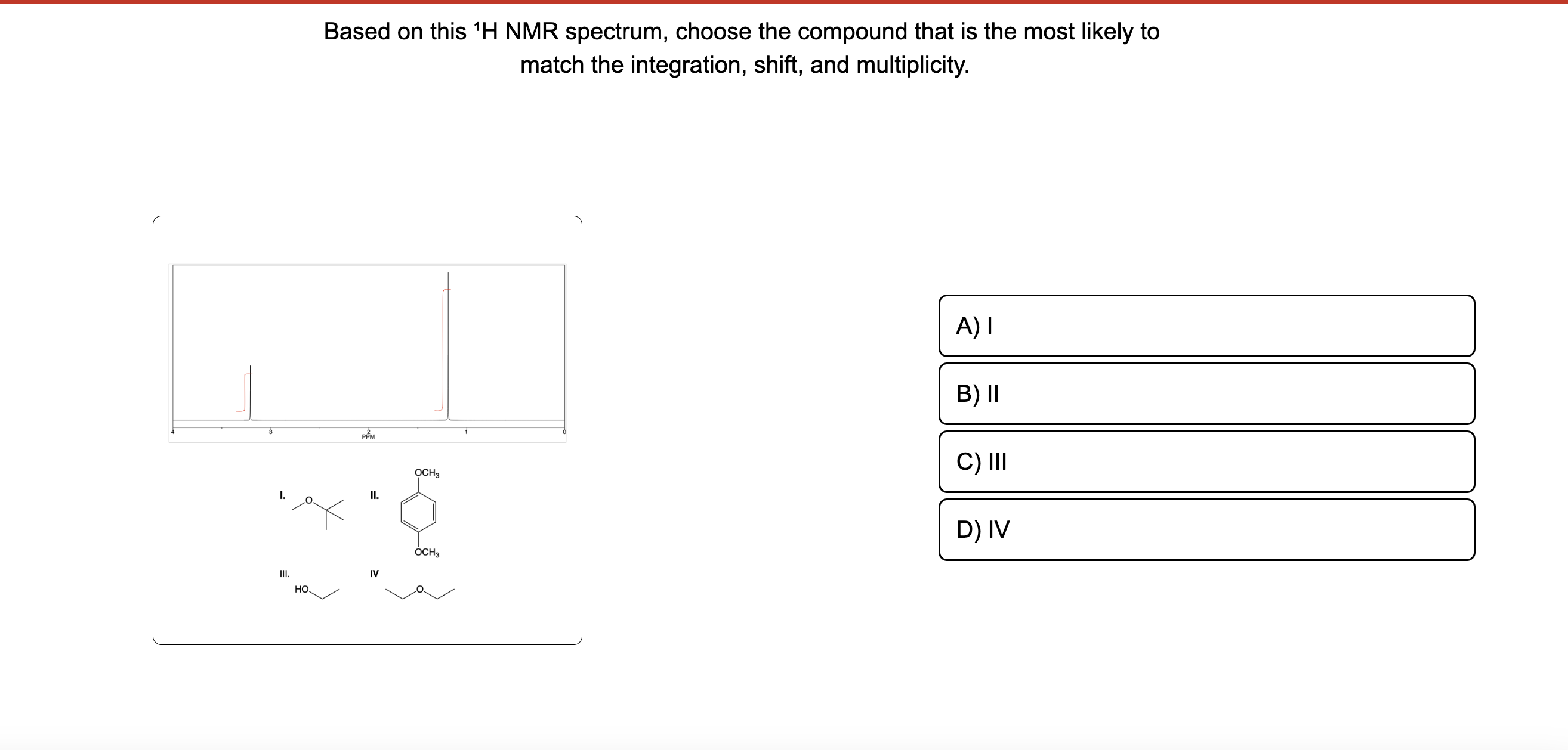 Solved Based On This 1h Nmr Spectrum Choose The Compound 1946