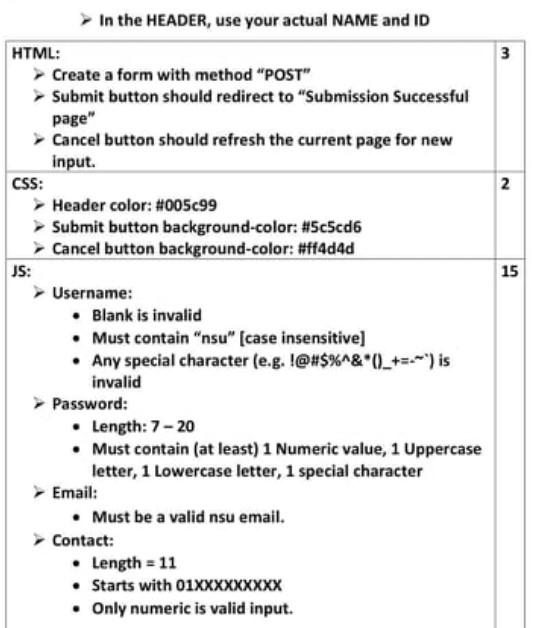 Solved 3 In the HEADER, use your actual NAME and ID HTML: | Chegg.com