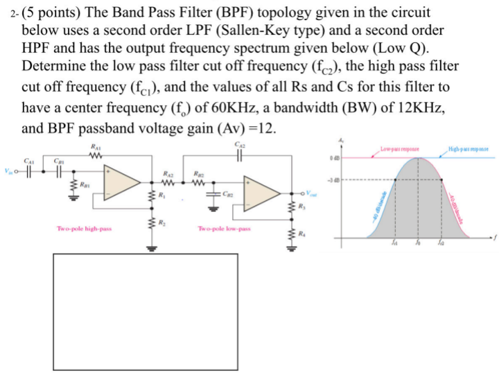 Solved 2- (5 points) The Band Pass Filter (BPF) topology | Chegg.com