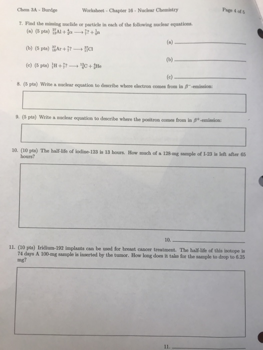 Solved Page 4 Of 5 Chem 3A Burdge Worksheet Chapter 16 Chegg