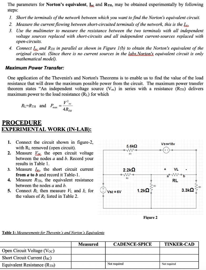 Solved The parameters for Norton's equivalent, Ise and Rth, | Chegg.com