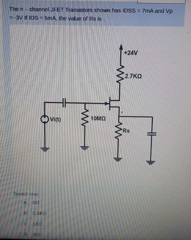 Solved The n-channel JFET Transistors shown has IDSS=7mA and | Chegg.com
