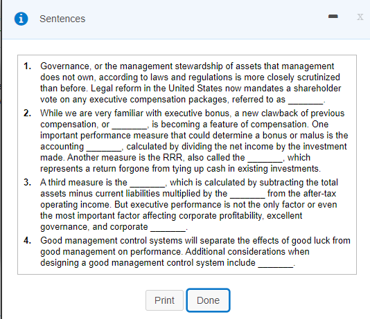 Solved i Sentences 1. Governance, or the management | Chegg.com